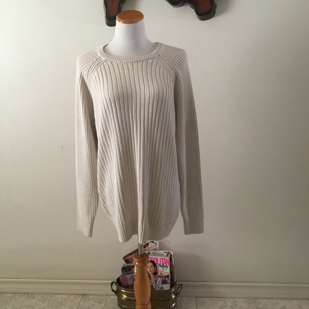Tahari (Oatmeal)Ribbed Cream Sweater/Unisex/ NWT/ SZ XL